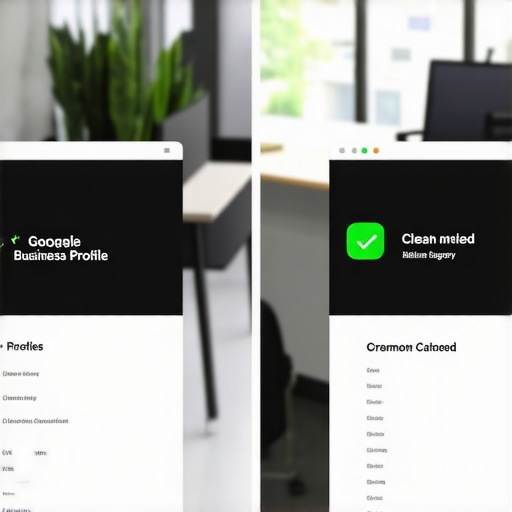 A split screen showing the difference between a cluttered and a streamlined Google Business Profile category list.