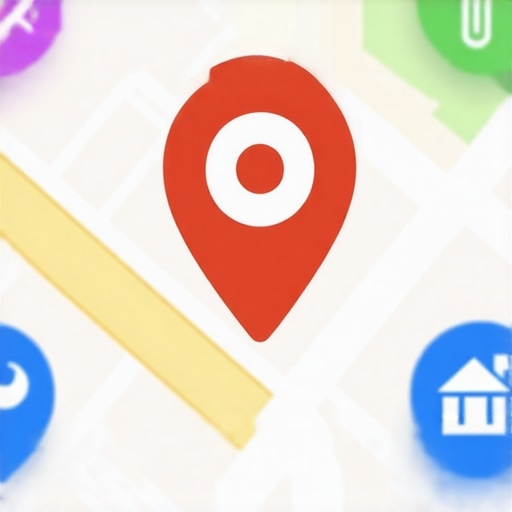 Precision in Google Business Category Selection A digital map showing a precisely categorized local business with clear icons.