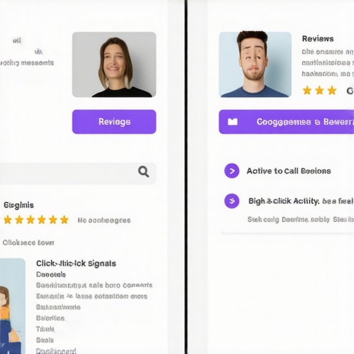Comparison of review count and behavioral interaction data for local SEO rankings.