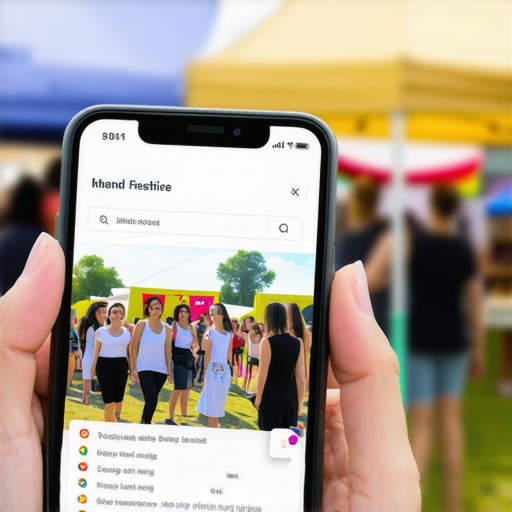 A person using a smartphone to upload community event photos to a Google Business Profile.