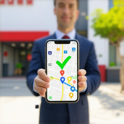 A businessman verifying his local business profile on Google Maps.