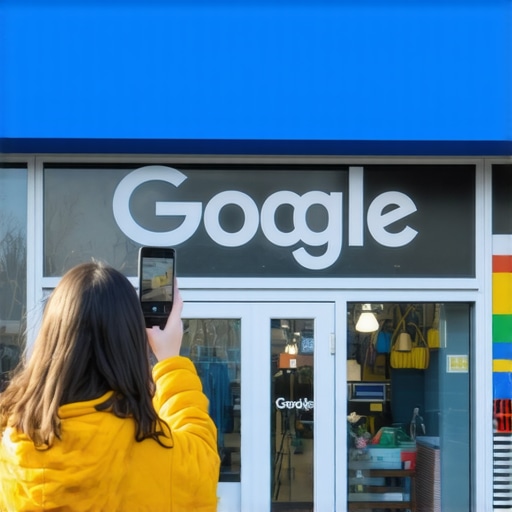A business owner taking photos of a new office to update their local map ranking.