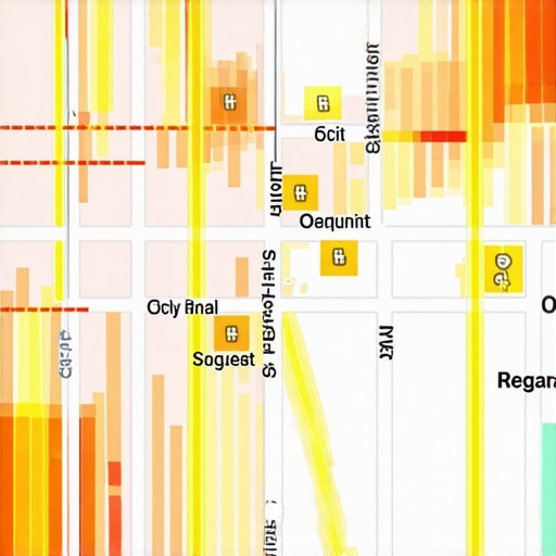 A digital heatmap showing how customer interaction data and direction requests influence local map rankings.