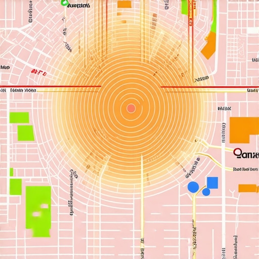 A digital map showing how a business dominates its local map pack within a specific geographic radius.