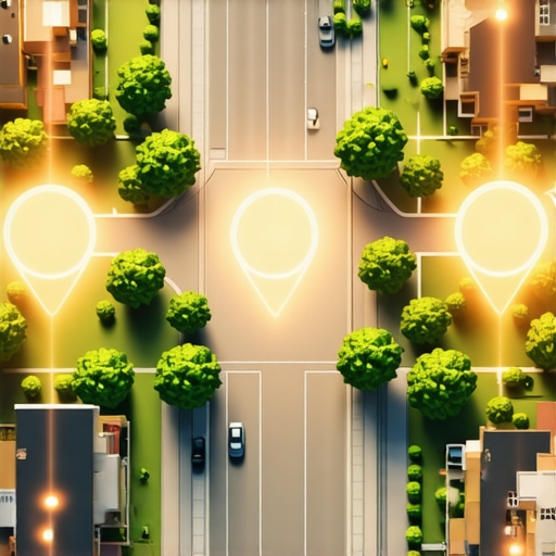 Visualizing Local Relevance and Geographic Anchors A 3D digital map illustrating how local neighborhood mentions create a geographic anchor for a business.