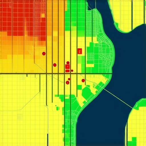A local SEO heatmap showing ranking positions across a geographic area.