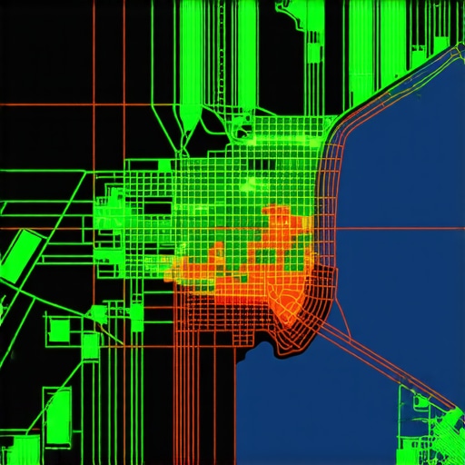 A local SEO ranking heatmap showing search performance across a geographic area.