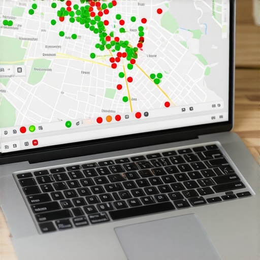 Heatmap showing Google Maps ranking positions across a specific geographic area to identify visibility gaps.